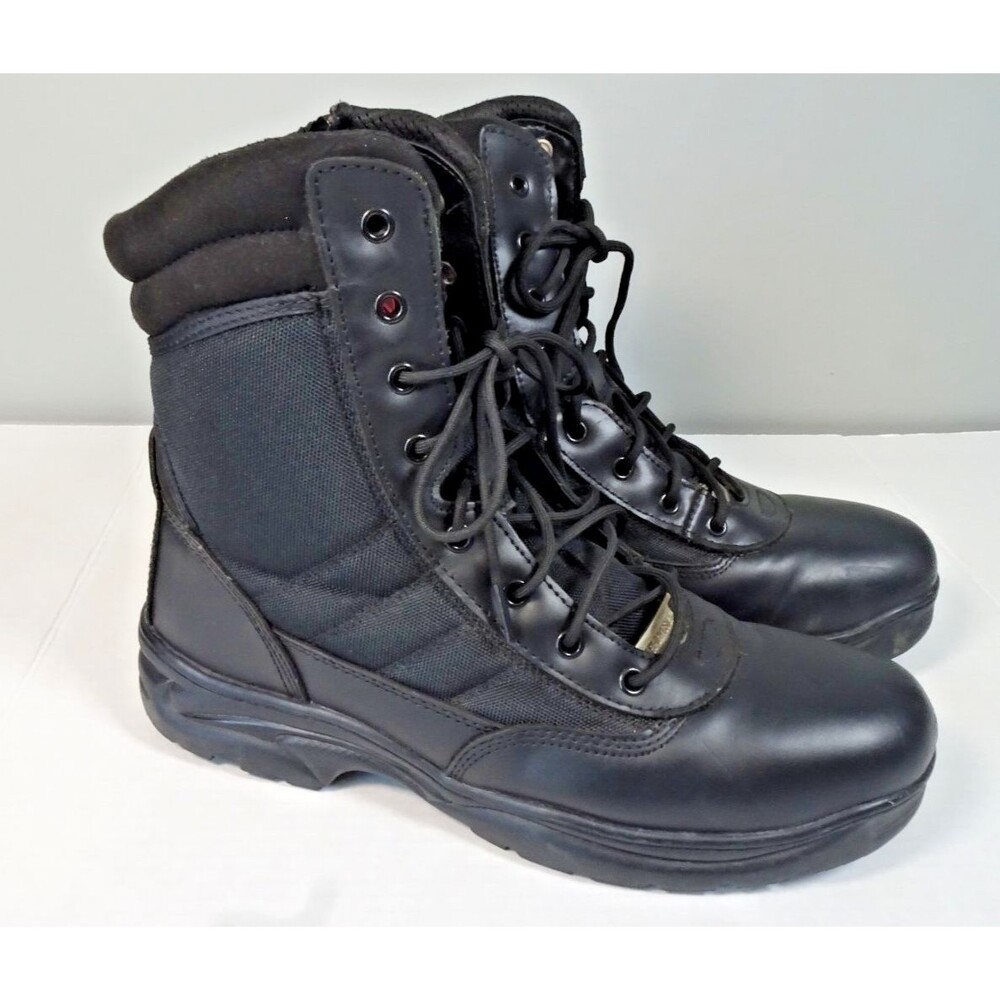 NORTIV 8 Mens Military Tactical Combat Work Boots Side Zip Leather Trooper Sz 13